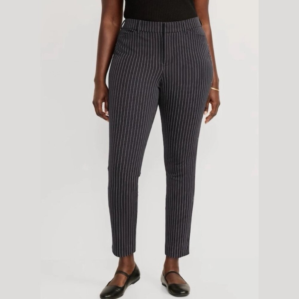 NWT Old Navy High-Rise Pixie Pants Charcoal Pinstripe Size 22 Work Plus Career